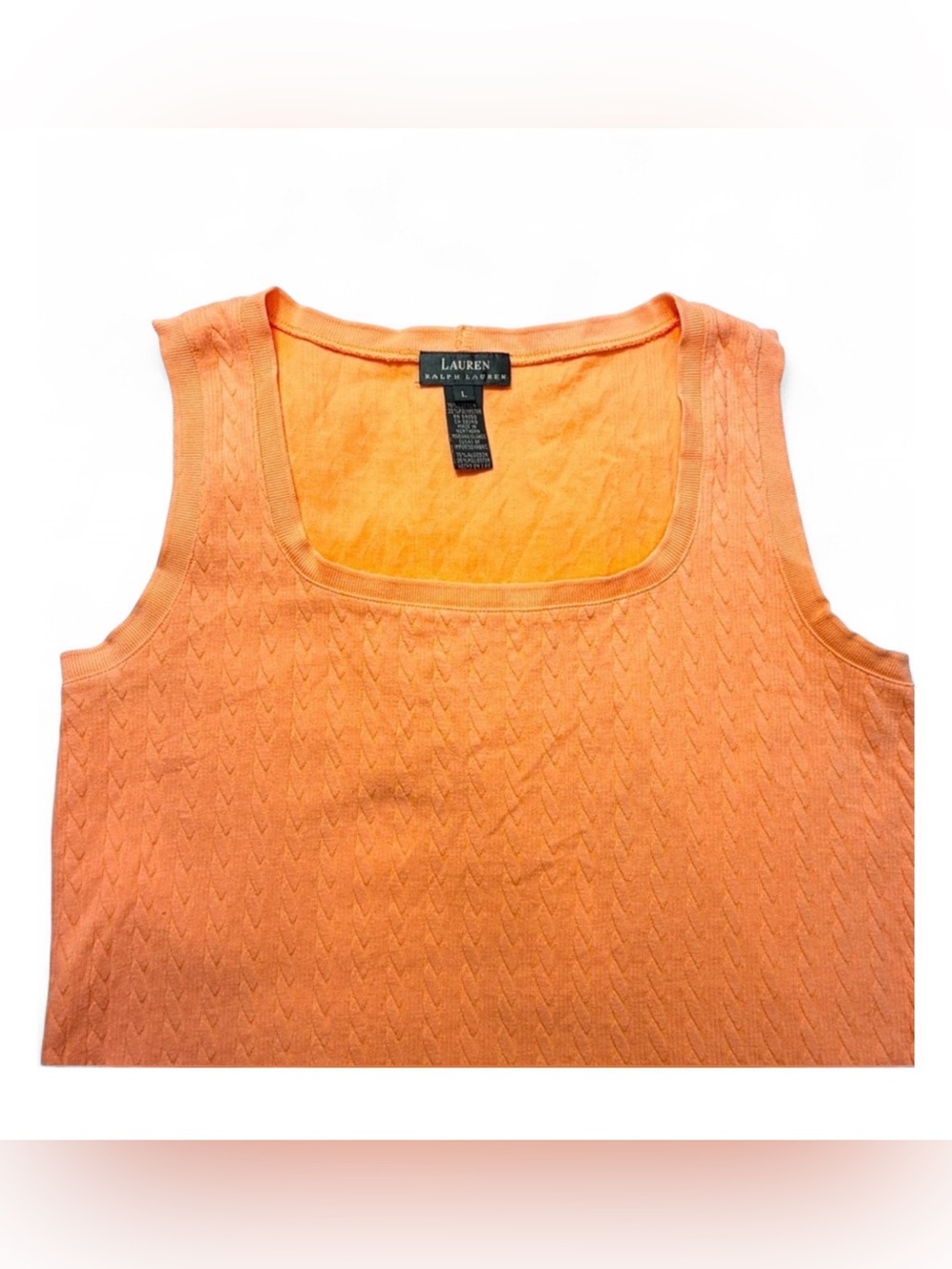 LAUREN RALPH LAUREN Womens Cable Knit Square Neck Tank Sleeveless Top Size L - Picture 5 of 8